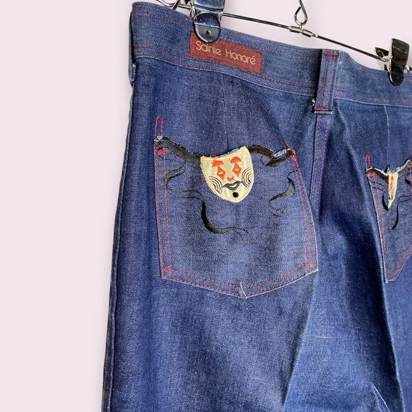 Vintage Sainte Honore embroidered pocket high waist jeans dark wash 70s 80s cont - Picture 1 of 12
